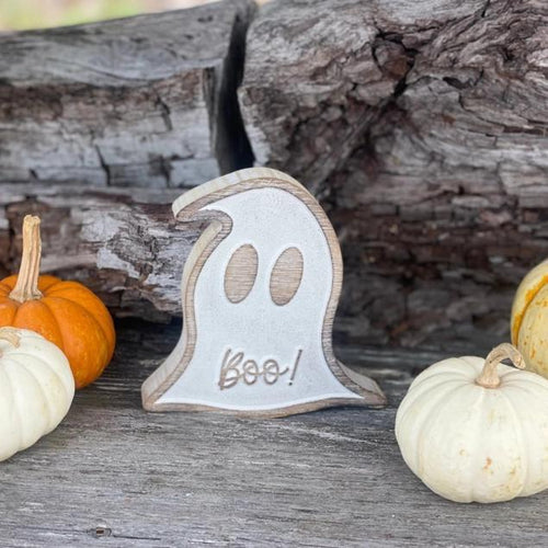 Boo Halloween Carved Ghost