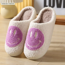 Load image into Gallery viewer, Purple Smiley Slippers