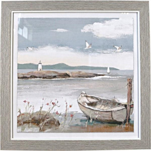 Framed Boat and the Sea Print