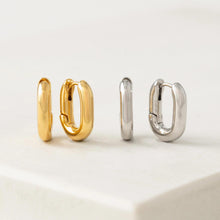 Load image into Gallery viewer, Gold Paperclip Puff Hoop Earrings