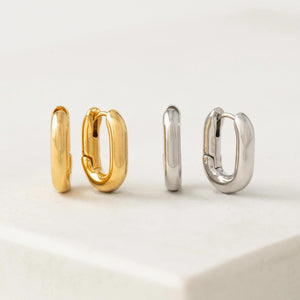 Gold Paperclip Puff Hoop Earrings