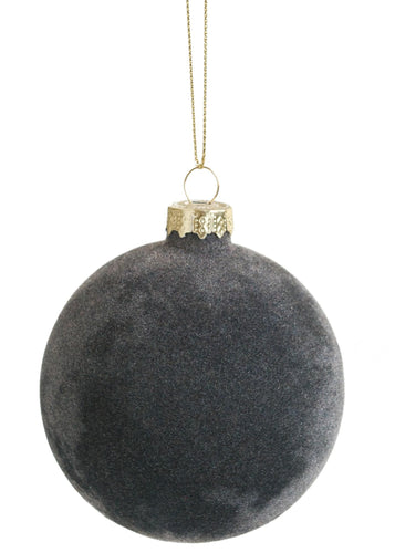 Charcoal Velvet Ball Ornament