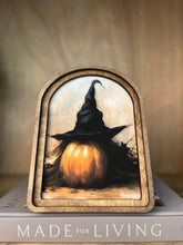 Load image into Gallery viewer, Pumpkin Witch Hat Arched Top Cottage Art
