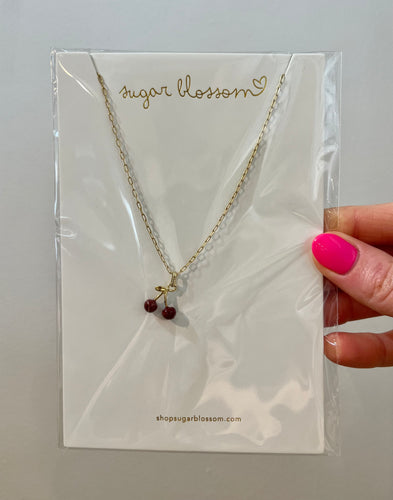 Cherry Charm Paperclip Necklace