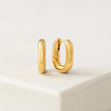 Load image into Gallery viewer, Gold Paperclip Puff Hoop Earrings