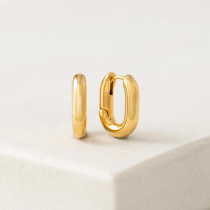 Gold Paperclip Puff Hoop Earrings