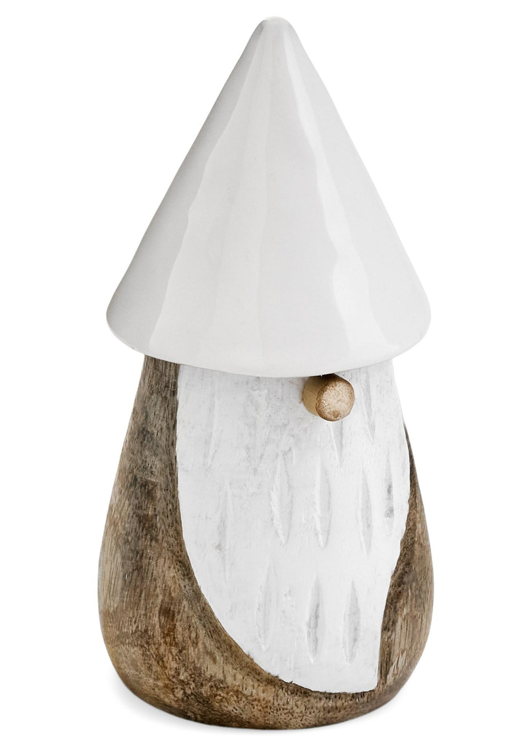 White Enamel Gnome Mango Wood