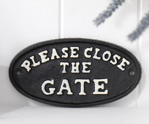 Black Please Close the Gate Sign