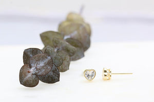 Bezel Heart Studs