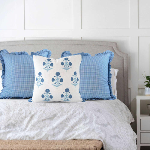 Savannah Cottage Blue Gingham Pillow