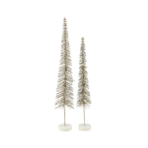Tall Slim Bottle Trees with Gold Glitter