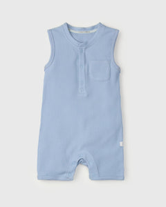 Blue Waffle Short Romper