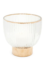 Load image into Gallery viewer, Ribbed Glass Vase with Gold Rim