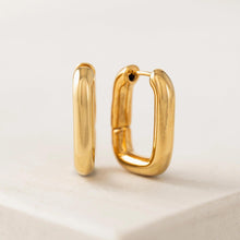 Load image into Gallery viewer, Gold Paperclip Puff Hoop Earrings