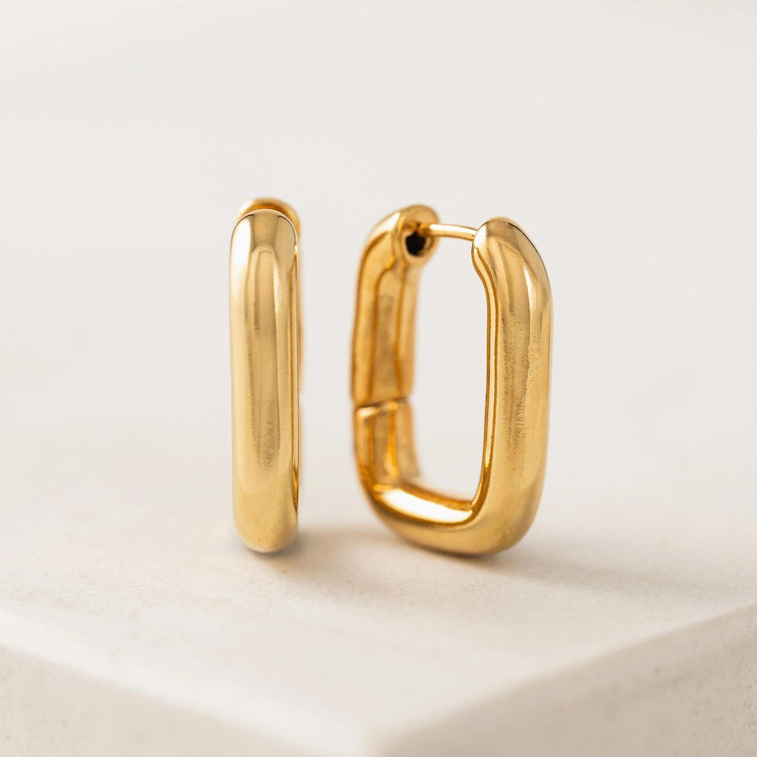 Gold Paperclip Puff Hoop Earrings