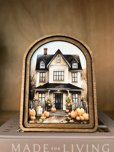 Halloween House Arched Top Cottage Art