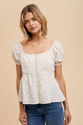 Natural Linen Babydoll Top