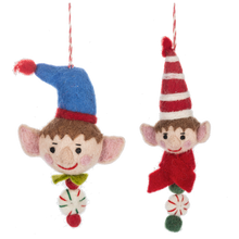 Load image into Gallery viewer, Handcrafted Elf Head Ornament