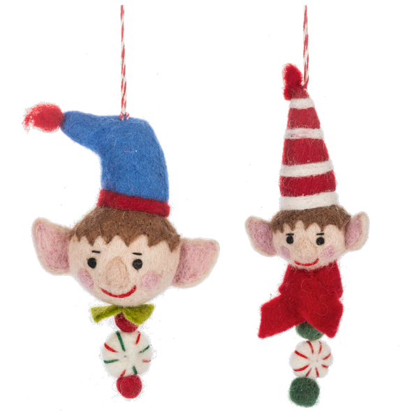 Handcrafted Elf Head Ornament