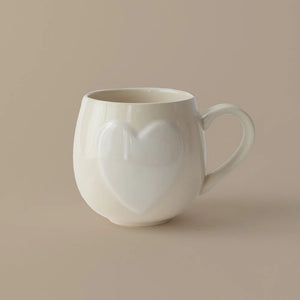 Cream Big Heart Mug