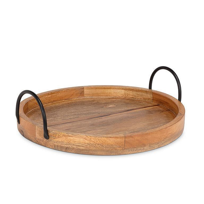 Mangowood Round Tray with Handles
