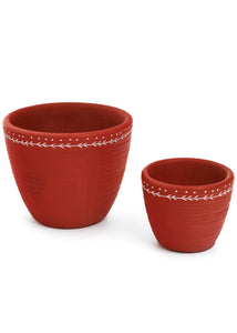 Red & White Detail Planters