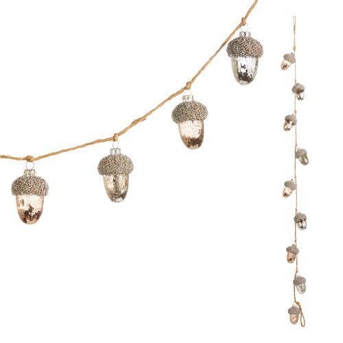 Gold & Silver Glass Acorn Garland
