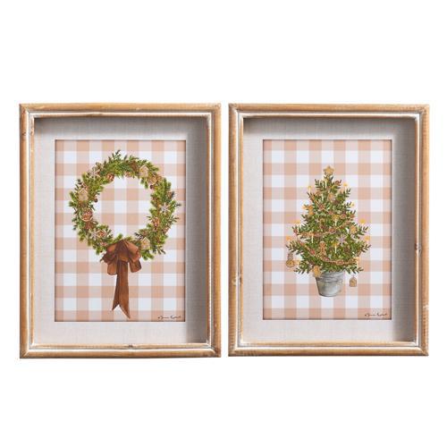 Gingerbread Gingham Framed Print