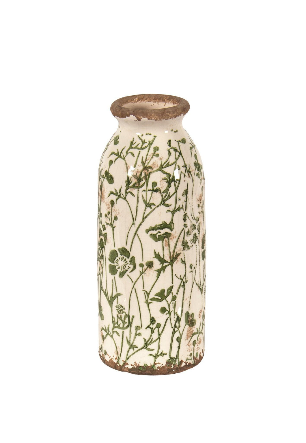 Bottle Vase Green Floral Design