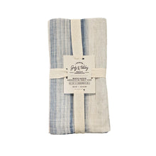 Load image into Gallery viewer, Blue Brush Stripe Linen Blend Napkins