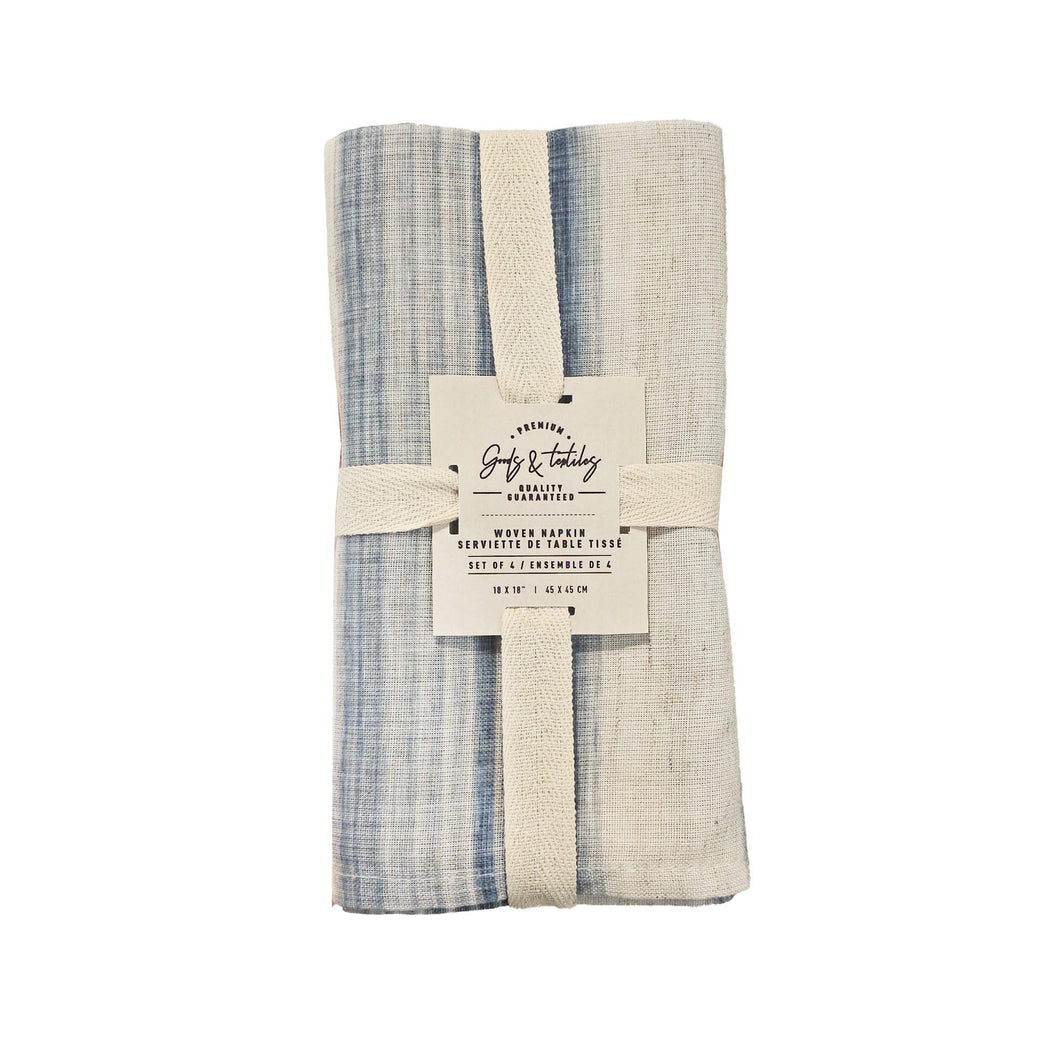 Blue Brush Stripe Linen Blend Napkins