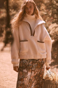 Cream Sienna Sherpa Pullover Jacket