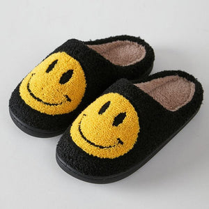 Black Smiley Slippers