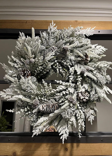 Winter Snowy Mixed Douglas Fir & Cedar Wreath