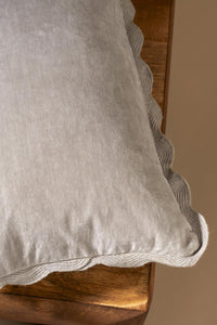 Lumbar Fog Velvet Scalloped Pillow