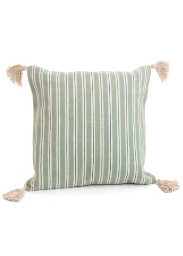 Sage & White Stripe Woven Pillows