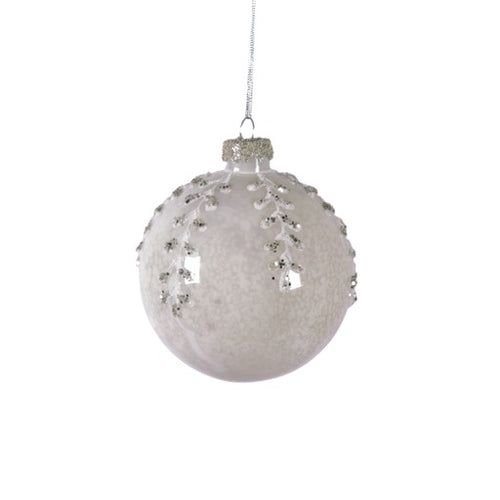 Grey Beaded Leaf Ornament