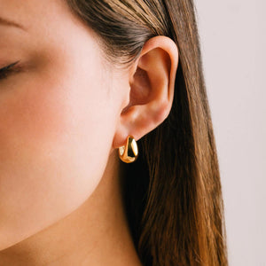 Oval Puff Hoop Earrings