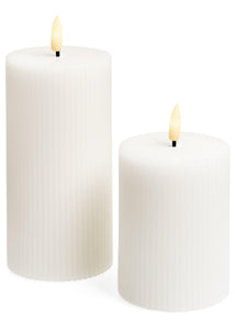 LED Ribbed Pillar Flicker Candles