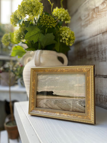 Coastal Landscape Artwork | Soft Gold Detail Frame