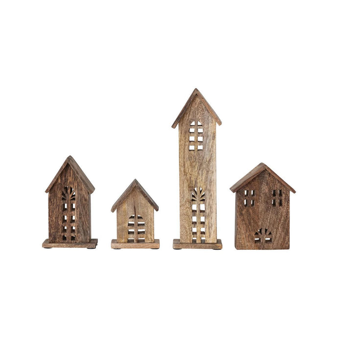 Mango Wood Carved Winter Houses