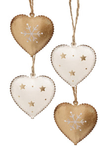 Gold & Cream Heart Ornaments