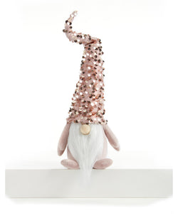 Small Pink Sequin Shelf Sitter Gnome