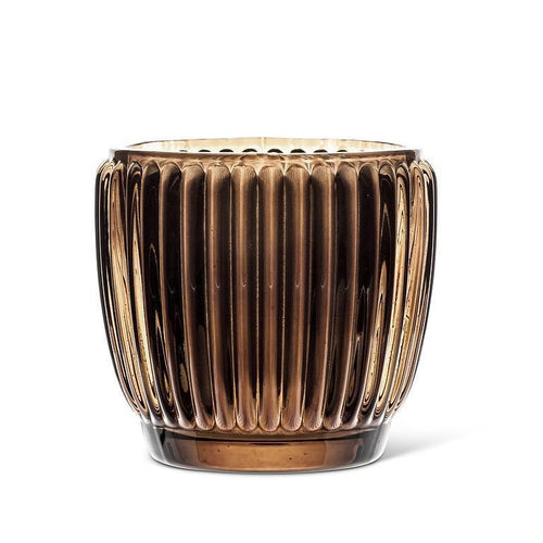 Brown Ribbed Glass Votive