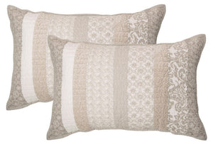Lola Ivory & Taupe Patterned Pillow Shams