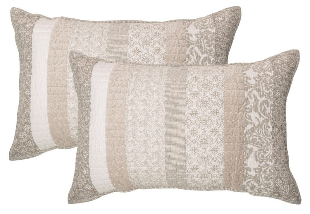 Lola Ivory & Taupe Patterned Pillow Shams