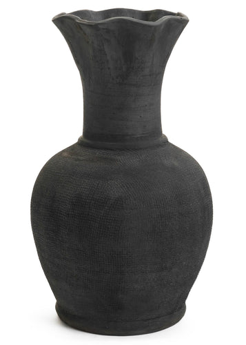 Fluted Black Terracotta Vase