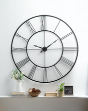 Load image into Gallery viewer, Oversized Black Roman Numeral Clock *in store pickup only