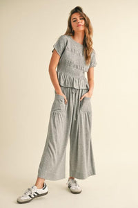 Tilda Grey Smocked Pants