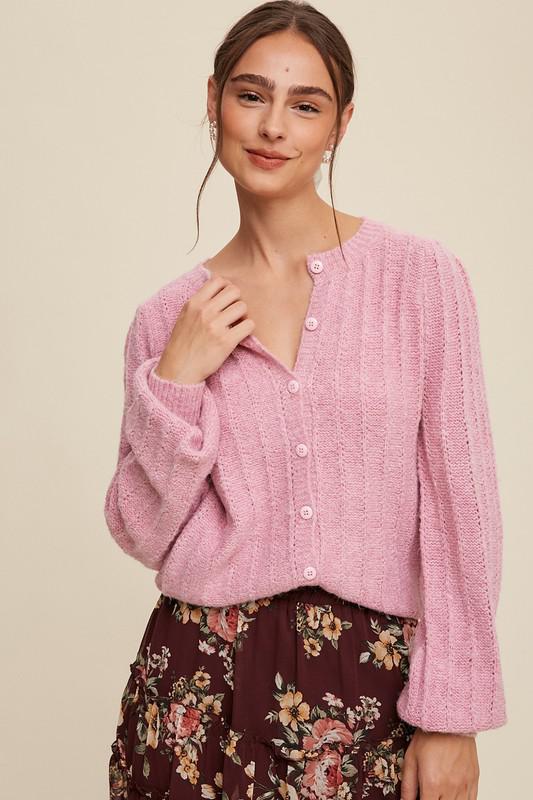 Pink Mia Button-Down Sweater